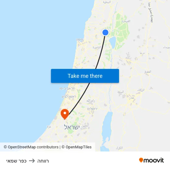 כפר שמאי to רווחה map