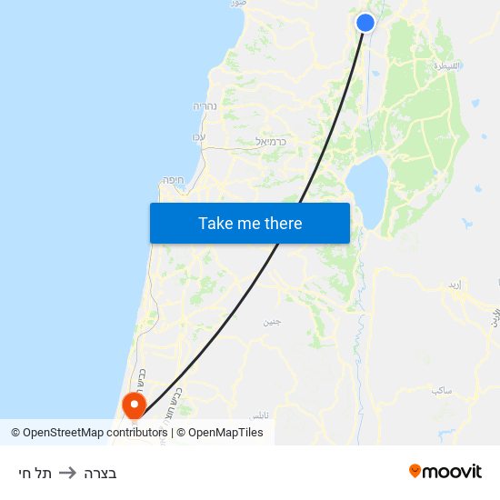 תל חי to בצרה map