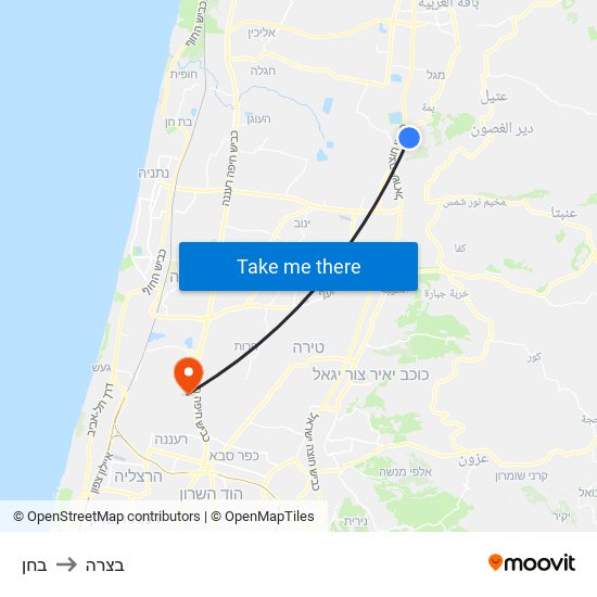 בחן to בצרה map