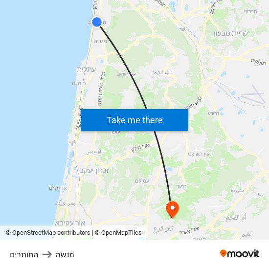 החותרים to מנשה map