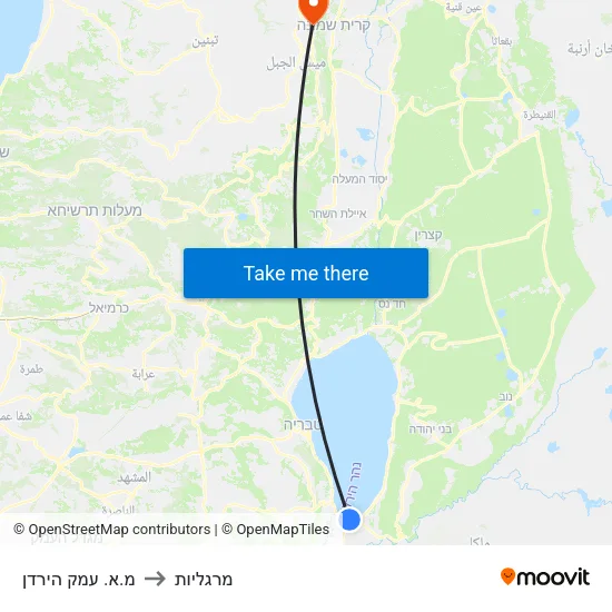 מ.א. עמק הירדן to מרגליות map