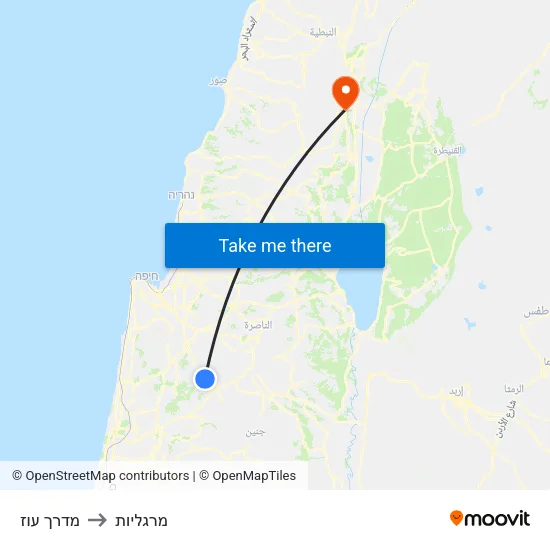 מדרך עוז to מרגליות map