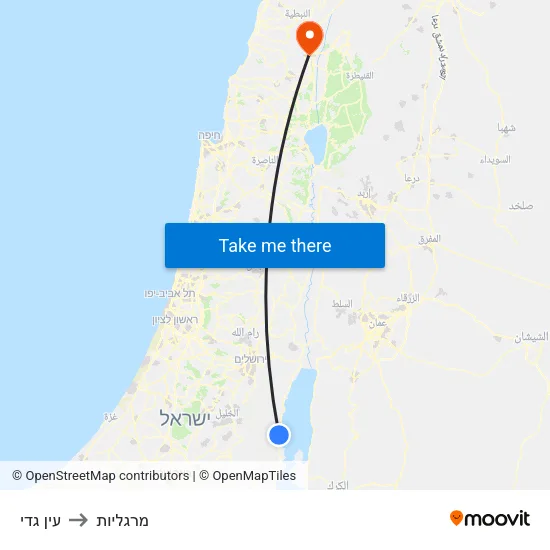 עין גדי to מרגליות map