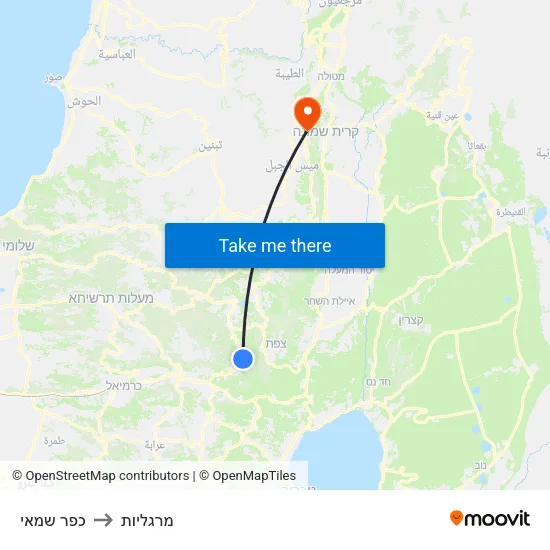כפר שמאי to מרגליות map