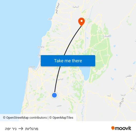 ניר יפה to מרגליות map