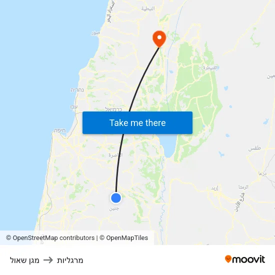 מגן שאול to מרגליות map