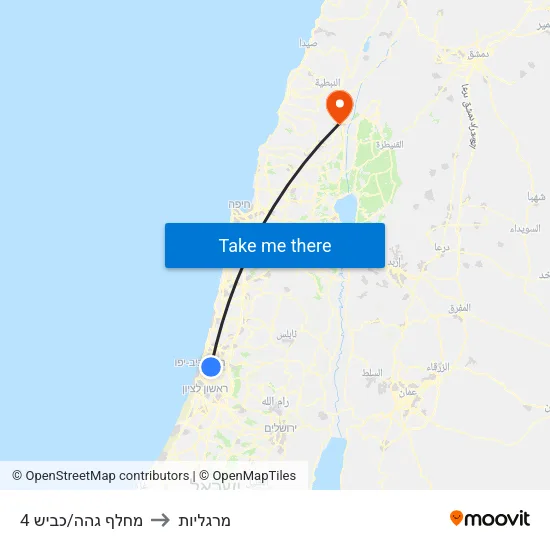 מחלף גהה/כביש 4 to מרגליות map