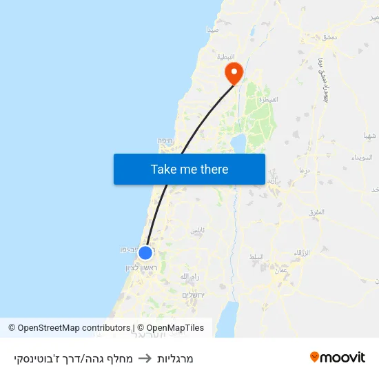 מחלף גהה/דרך ז'בוטינסקי to מרגליות map
