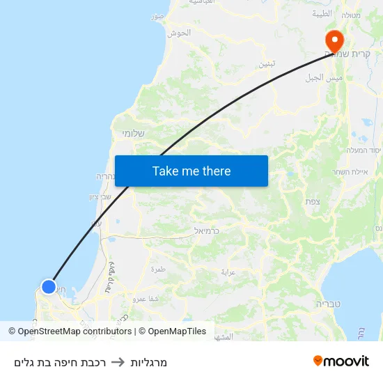 רכבת חיפה בת גלים to מרגליות map