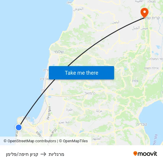 קניון חיפה/פלימן to מרגליות map
