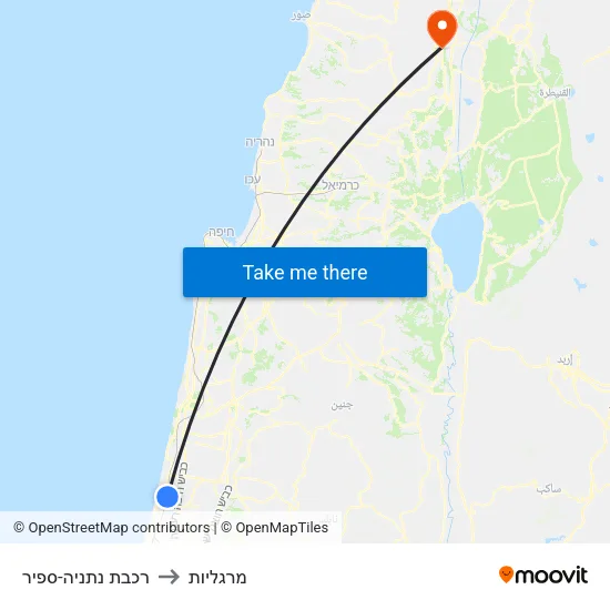 רכבת נתניה-ספיר to מרגליות map