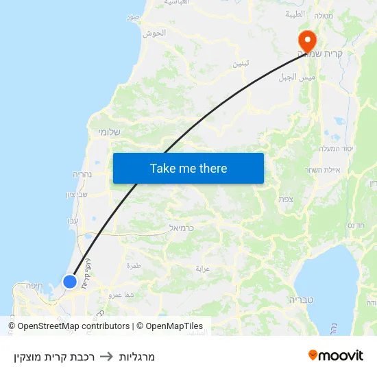 רכבת קרית מוצקין to מרגליות map