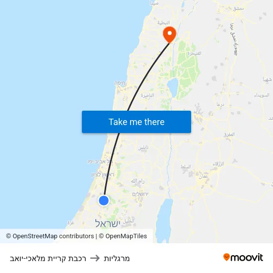 רכבת קריית מלאכי-יואב to מרגליות map