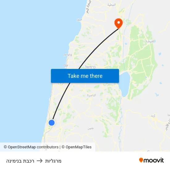 רכבת בנימינה to מרגליות map