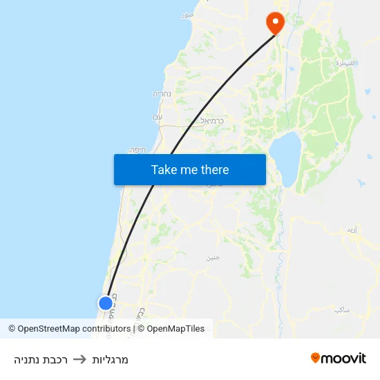 רכבת נתניה to מרגליות map