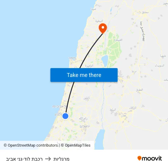 רכבת לוד-גני אביב to מרגליות map