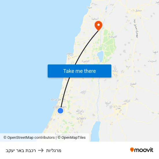 רכבת באר יעקב to מרגליות map