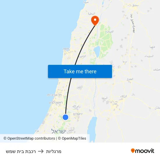 רכבת בית שמש to מרגליות map