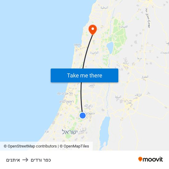 איתנים to כפר ורדים map