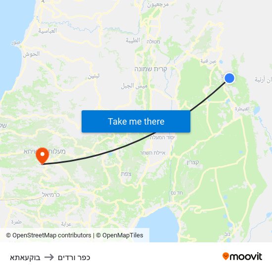 בוקעאתא to כפר ורדים map