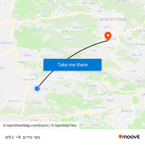 ג'ולס to כפר ורדים map