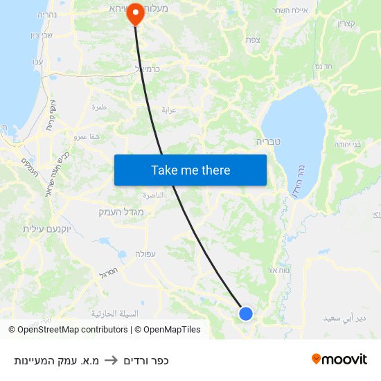 מ.א. עמק המעיינות to כפר ורדים map