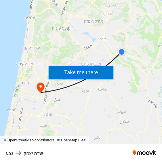 גבע to שדה יצחק map