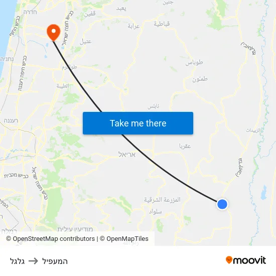 גלגל to המעפיל map