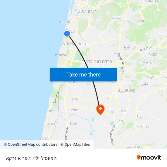 ג'סר א-זרקא to המעפיל map