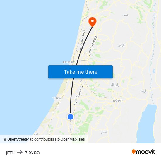 ורדון to המעפיל map