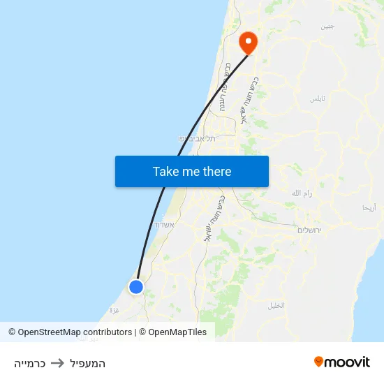 כרמייה to המעפיל map