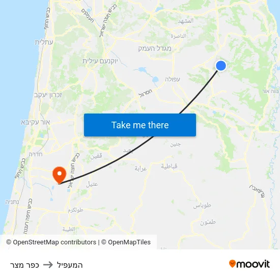 כפר מצר to המעפיל map