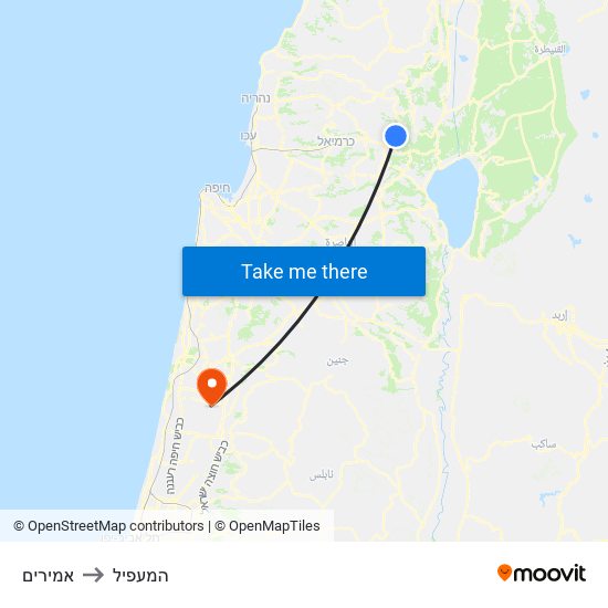 אמירים to המעפיל map