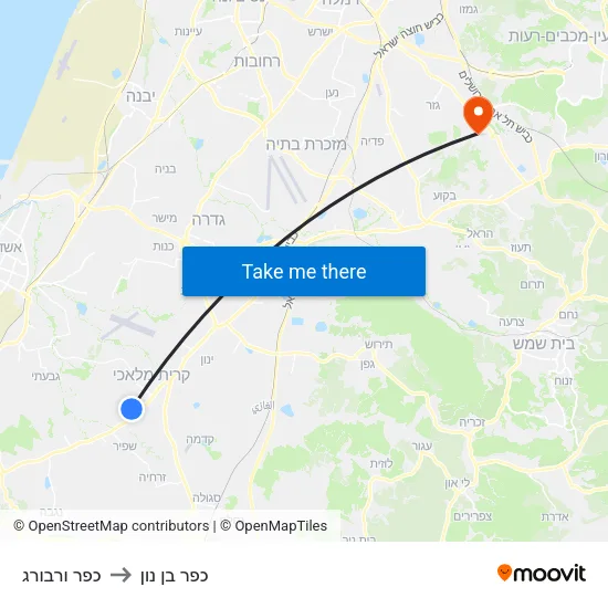 כפר ורבורג to כפר בן נון map