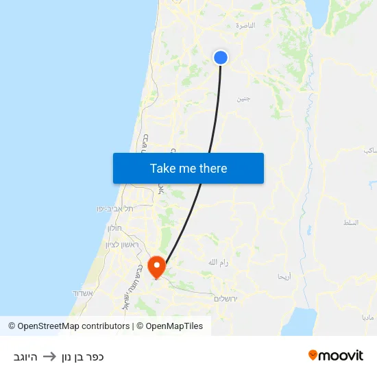 היוגב to כפר בן נון map