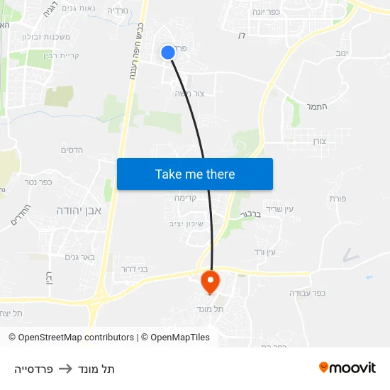 פרדסייה to תל מונד map