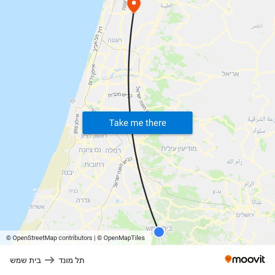 בית שמש to תל מונד map