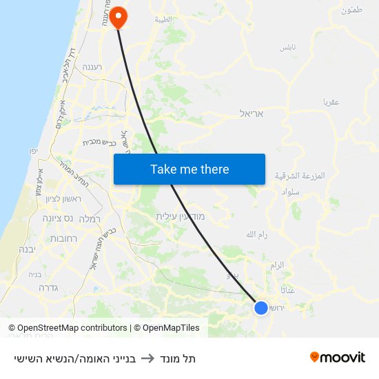 בנייני האומה/הנשיא השישי to תל מונד map