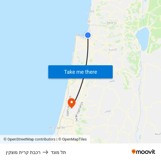 רכבת קרית מוצקין to תל מונד map