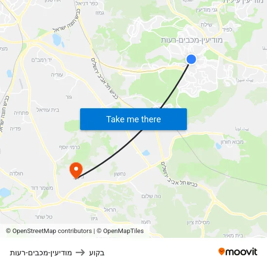 מודיעין-מכבים-רעות to בקוע map