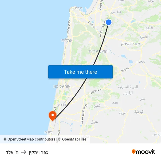 ח'ואלד to כפר ויתקין map