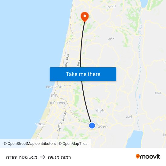 מ.א. מטה יהודה to רמות מנשה map