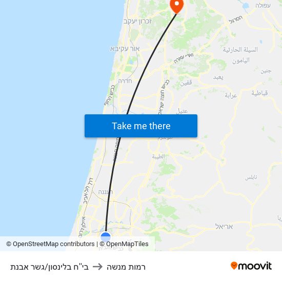 בי''ח בלינסון/גשר אבנת to רמות מנשה map