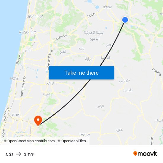 גבע to ירחיב map