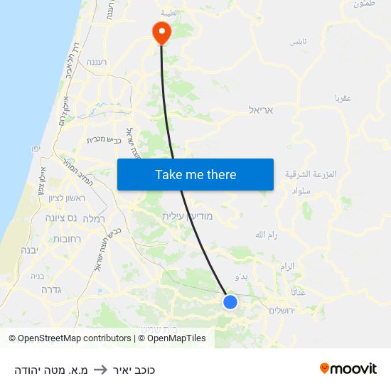 מ.א. מטה יהודה to כוכב יאיר map