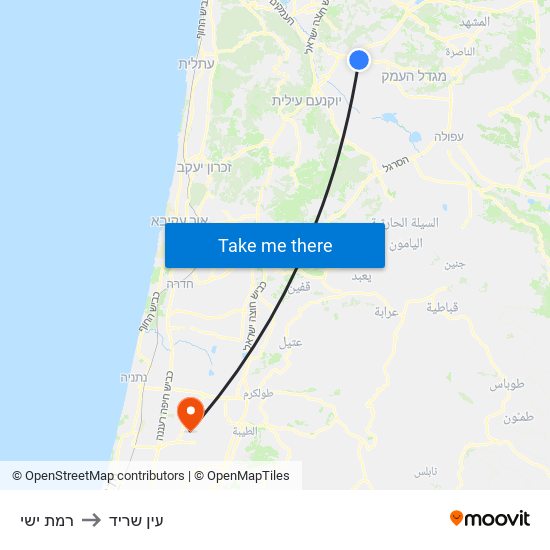 רמת ישי to עין שריד map