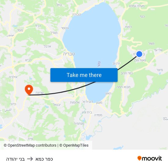 בני יהודה to כפר כמא map