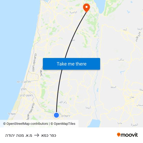 מ.א. מטה יהודה to כפר כמא map