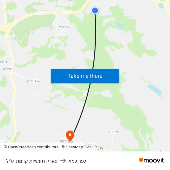 פארק תעשיות קדמת גליל to כפר כמא map