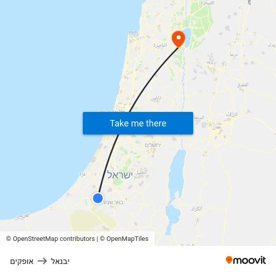 אופקים to יבנאל map